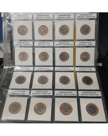 2016 Moedas Olimpíadas 2016 Série com 16 moedas completa coin holder pasta protetora de acetato com etiquetas - Sob 28.503
